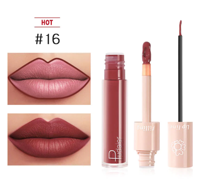 Pudaier Dual Lipstick and Lip Gloss Liquid Set