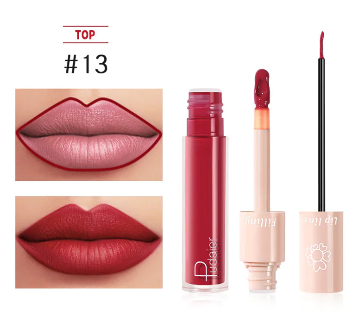 Pudaier Dual Lipstick and Lip Gloss Liquid Set