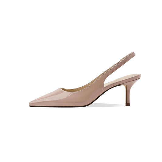 MOTIMODEN Womens Kitten Heel Slingback Pointed Closed Toe Pumps Dress Shoes for Women Low Stiletto Heels for Women Comfy Dressy Heels Nude XYY-M1006ND